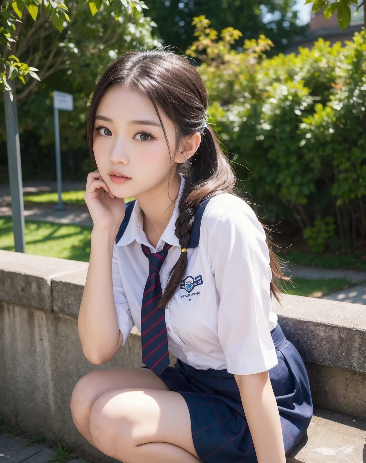 Full body photo of beautiful girl, russian girl, cute girl, good looking girl, 20 years old, school girl, wear white shirt, untidy school uniform shirt, open shirt, messy shirt, untucked white shirt, black pants, wear black glasses, wear watch, ultra details.
