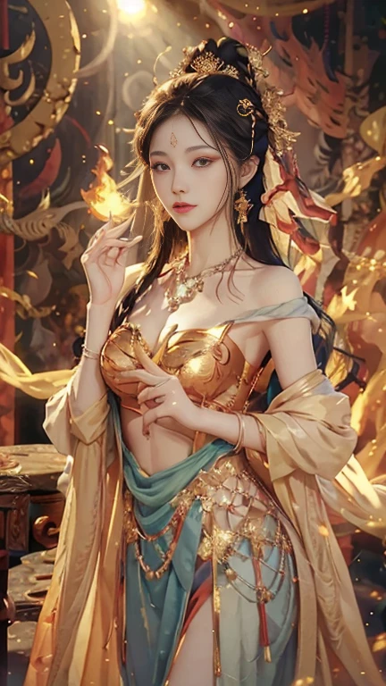 beautiful European Caucasian Girl, Beauty, sexy, bare breast, cleavage, bare legs, see-through, standing, hanfu, wet, clear, realistic, highest detail, dragon pattern, phoenix, sacred, holy, golden mountains, heavenly palace, countless palaces, clouds, golden light, golden lotus, (tianchi bath), view of pubic hair,splash, full body,art by Sakimichan,slight smile,plash,seductive pose, visible pubic hair, breasts visible,full body,Transparent clothing, slight smile,Jean-Baptiste Monge style, bright, beautiful , splash, Glittering , cute and adorable, filigree, , rim lighting, lights, extremely , magic, surreal, fantasy, digital art, , wlop, artgerm and james jean,floating antique clock, lamp ancient, splash,floating antique clock,face by tom bagshaw art station,, The perfect masterpiece,Highest quality,Perfect artwork,8K, Upper Body Lens,front portrait,Delicate face,Watching the audience, Mermaid Girl,Magical transparent eyes,white hair,Red background, Digital Art,plane illustrations,colorful illustration,minimalist style,anime cartoon style,