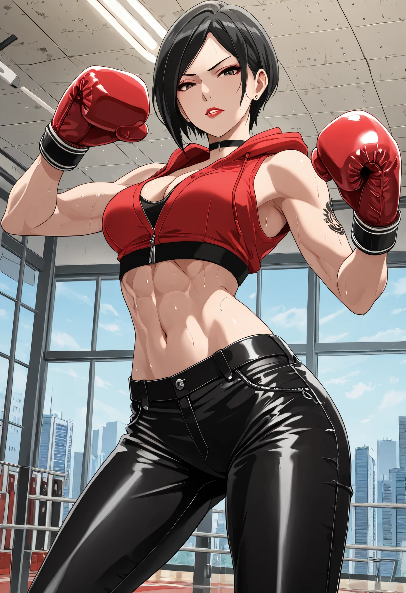 8k,Light brown mohawk hair,胸の大きなso beautifulなオランダ人の女性, Big and ample breasts,Big smile,so beautiful(Like the real thing)Black and red sporty outfit,Black and red sporty pants, sexy,deviantart artstation cgscosiety, 3DレンダリングCharacter Art, Trending on Artstation 8k, Trending on artstation hd, Adventure Hyper Real Rendering, Perfect body with realistic shading, Photorealistic perfect body, Ultra-high resolution,Ultra-high resolution,Surreal,Fantasy art,Character Art,high quality,sexy,Strongly defined abdominal muscles,Muscular and slim body,Muscular and lean lower body,Rich colors, Backlight, Cinema Lighting, Film Grain, to be born, 50mm lens, Nikon D850,compensate,View your viewers,Lean and muscular lower body,Muscular Beauty,Bodybuilder,Makeup,Big smile,Uplifting,Top-down view,