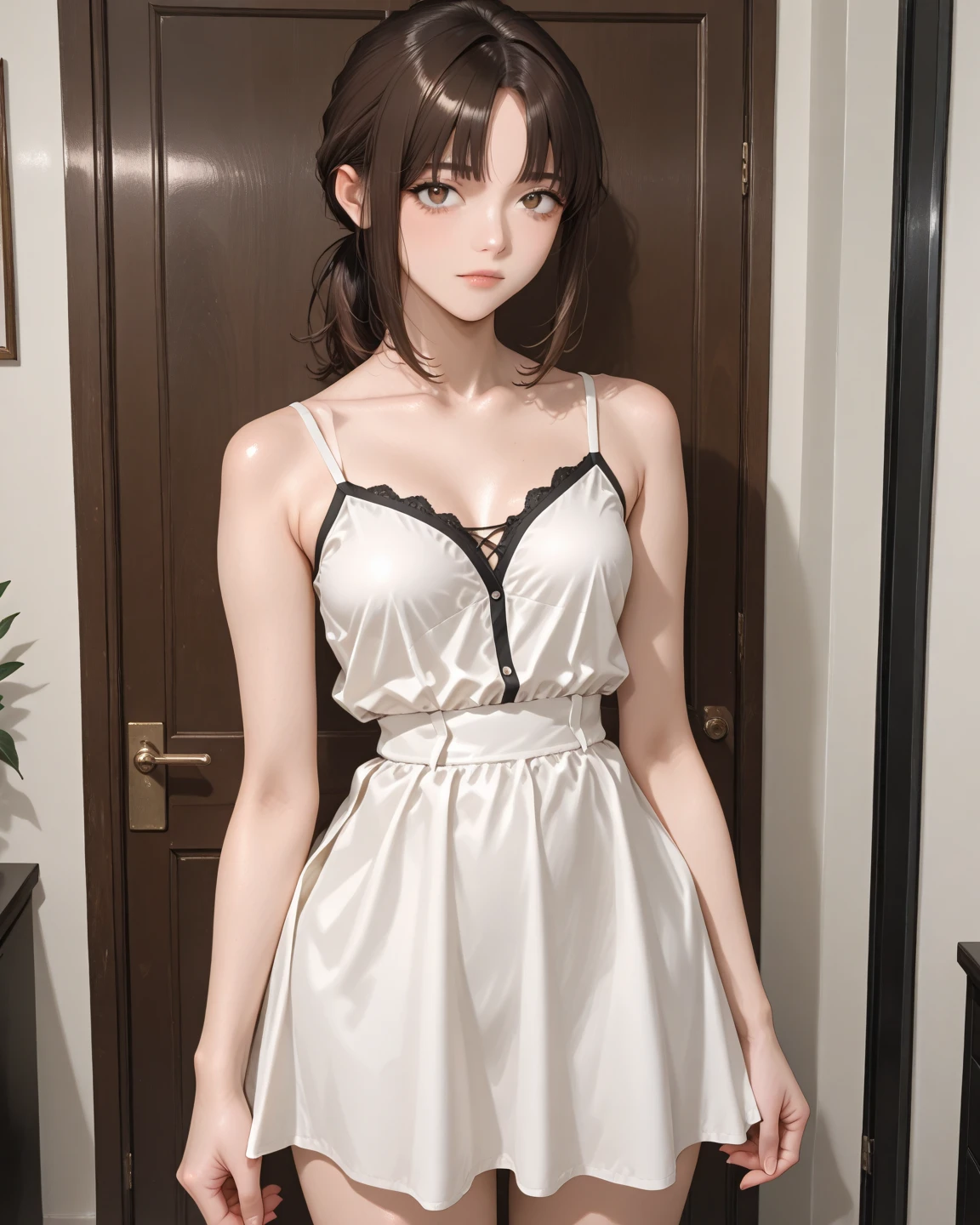 Twenty generations, cute girl, brown hair, long, straight hair, sparkling amber eyes, Fashion, Stylish, 8k Ultra HD, high quality, CG unity, C4D Rendering, 3D Rendering
