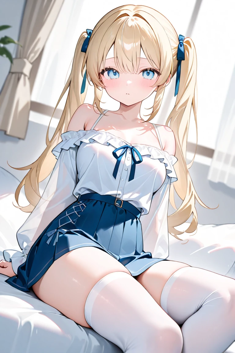(Highest quality)), ((masterpiece)), (detailed), Natural light,Perfect Anatomy,One Woman,16 year old pretty woman,Very sexy,Baby Face,young woman,Small breasts,とてもSmall breasts,(((Skirt lift 1.8))),Woman squatting with knees raised,Spread your legs,
Beautiful woman,8-head body line,Small face,Beautiful Face,Big eyes,Beautiful Eyes,blue eyes,Beautiful double eyelids,Beautiful teeth alignment,Beautiful body lines,Slender body,Beautiful Hands,Beautiful feet,Long hands,Long legs,Long and supple hair,Shiny Hair,Beautiful blonde hair,Twin tails,Full Body Shot,Embarrassed expression,blush,Crying face,mouth half open,Beautiful shoulders,Beautiful clavicle、(Sweat),((Steam 1.4)),Embarrassed expression,blush,humiliation,((White Camisole 1.3)),Shoulder out,Beautiful shoulders,Beautiful clavicle,Not wearing a bra,Nipples that seem to be visible,(((Valley 1.7))),mini skirt,White panties,