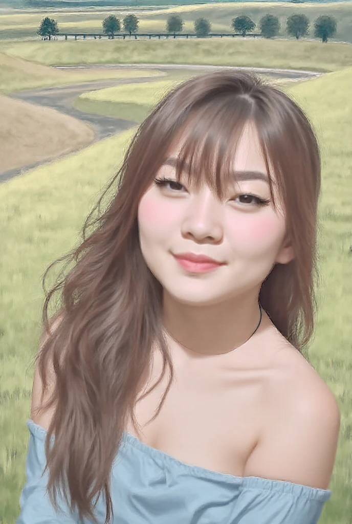 Woman in white tube top standing on road, sexual expression, beautiful woman, white beautiful skin, actress Mayumi Wakamura, 8k selfie, moai statue, background, Qichao Wang