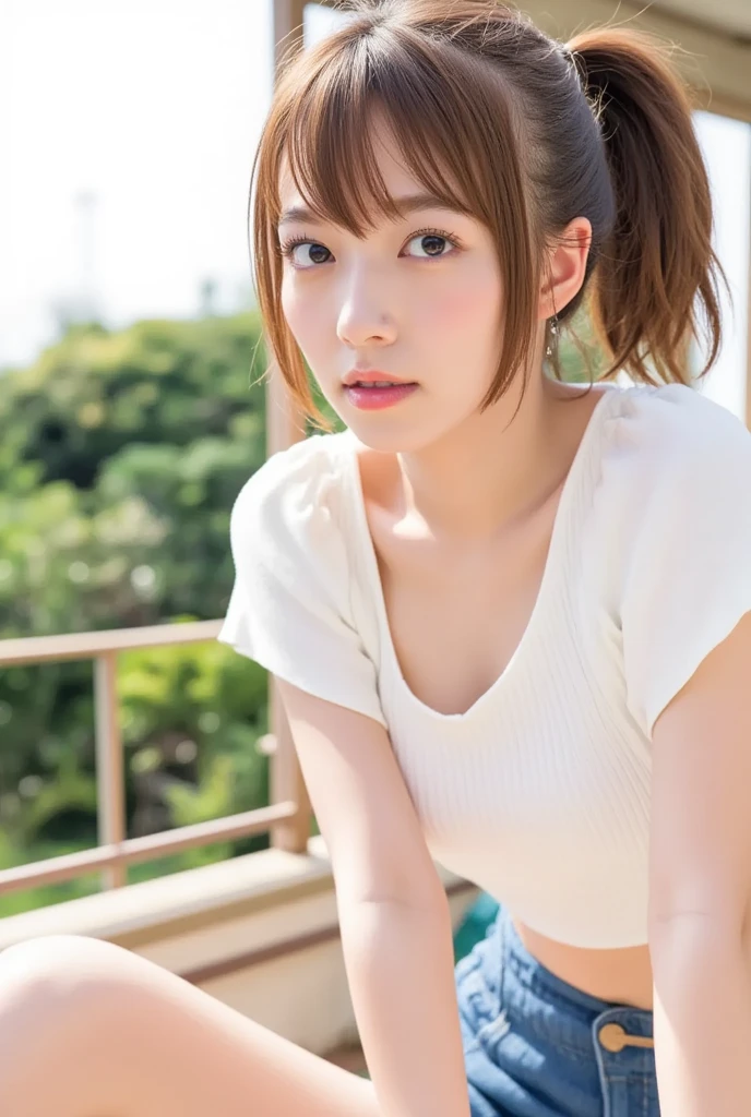 masterpiece, high quality,16k,32K,beautiful,get used to it,exquisite,extremely get used to it, finely get used to it, high quality, insanely get used to it, ultra get used to it, ultra high resolution, high quality, beautiful face, Japanese, NSFW,1girl, extremely cute face, (highly detailed eyes, highly detailed face), (hyper-realistic, hight resolution), (best Quality:1.4), Raw photo, (Realistic, Photorealsitic:1.37), Professional Photography, Cinematic Light, (looking at the camera,In front of the lotus pond,Clear sky with cumulonimbus clouds:1.5),,high detail skin,,shiny skin, goosebumps, (Cowboy Shot,armpits:1.6)