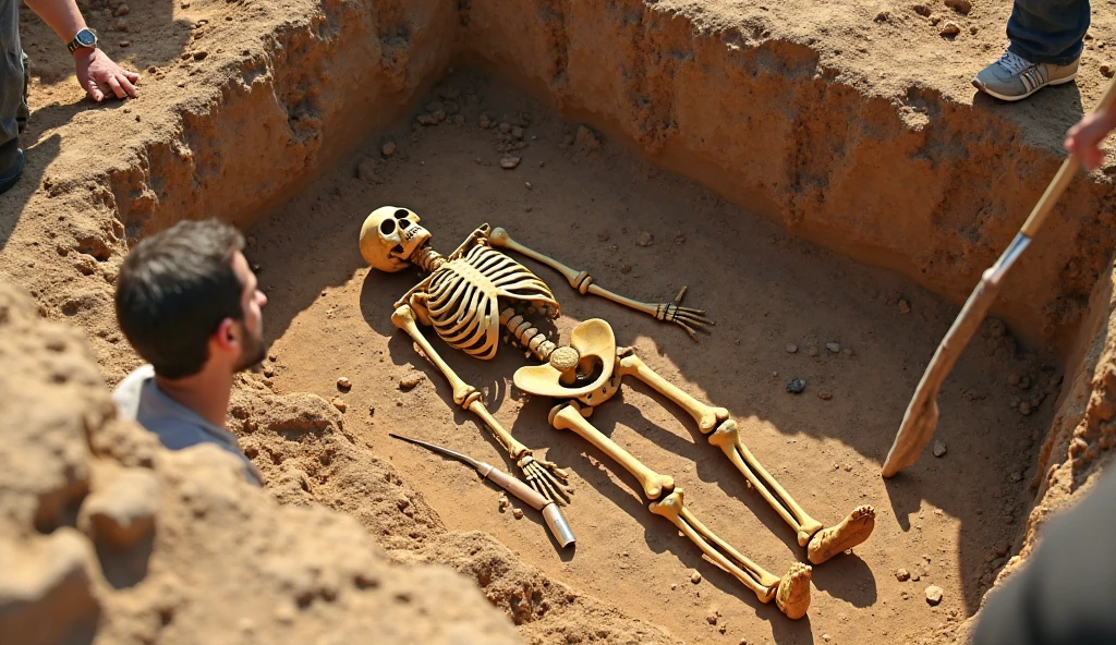 large vaccine tube resting on skeletal remains