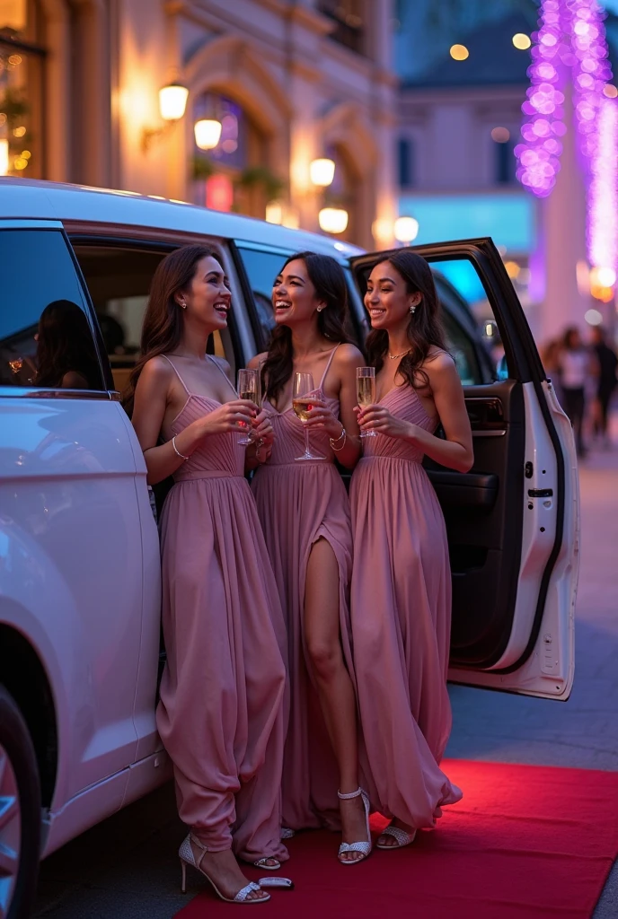 three friends, one of whom is named Shreya, she is wearing a golden frock and she is a very beautiful 24 years old girl. With her are two more friends who are also good, one of whom is wearing a black dress and the other is wearing a red dress. Three of them come out of a very big car in front of a very big restaurant. 