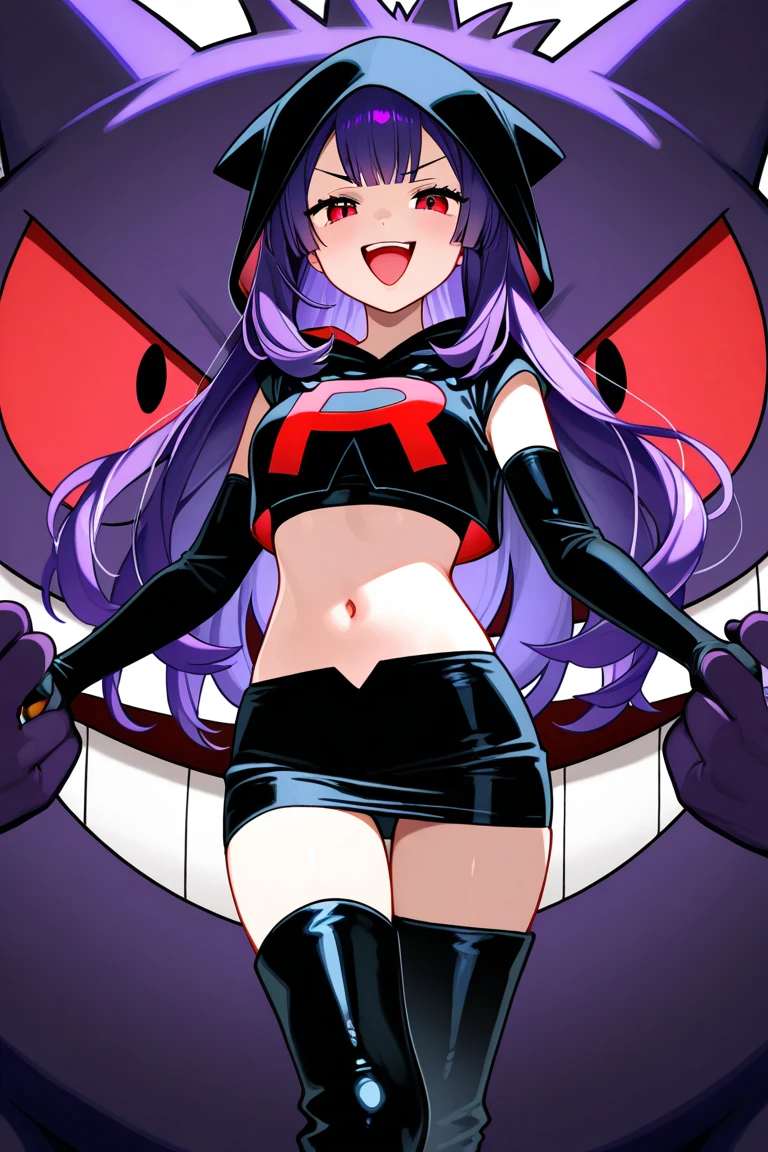 Create an anime girl with Squigly's hair and figure, but with a dark complexion. normal breasts, Put it in the heart of a bustling city, with tall buildings and bright lights. Your brown hair should stand out in this urban environment. Detail your facial expression and how you interact with the city's lively nightlife