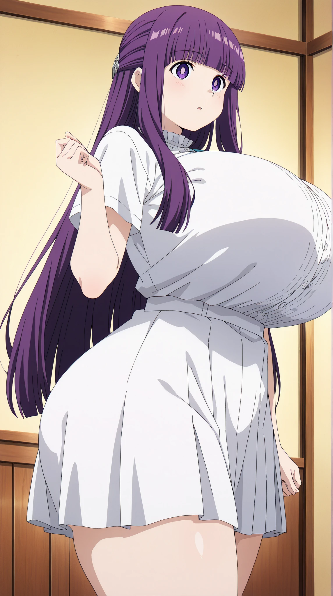 masterpiece、very detailed、(1 girl:1.2)、purple hair、(Wedding dress)、Big eyes、highest quality、Grand Prix winning work、cowboy shot、(((Super big breasts、pregnancy)))、smug face、beautiful hands、Beautiful arms、beautiful feet、eyes that see clearly、Beautiful six-pointed star shining eyes、Facing the front、pregnant woman、Hoshino Ai、mom、Happy family