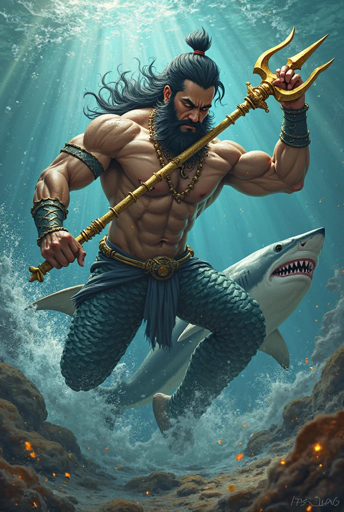 Foto RAW de corpo inteiro do deus dagon metade homem e metade peixe, homem peixe (pele altamente detalhada: 1.2), Sharp features, 32k, 16k, UHD, soft lighting, alta qualidade, filmic grain, Fujifilm XT3