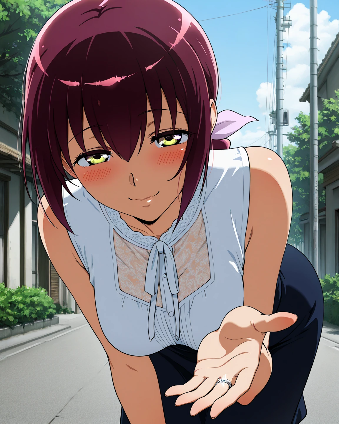 furuto, ((furuto)), 1girl, solo, open shirt <lora:Furuto_Ichinose-000004:0.9>