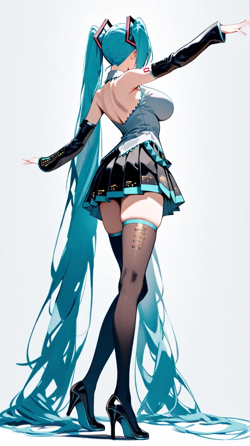 NSFW:1.4、Masterpiece、最high quality、high quality、High definition、High resolution、High detail、Lens flare、Ray Tracing、high qualityのテクスチャー、high qualityの影、Beautiful details、Detailed explanation、Detailed texture、Realistic facial expression、Realistic and colorful、Delicate、Cinematic Light、Side light、Sharp Focus、(1 Adult female:1.3)、(Intricate detailakeup、Pure Eros Face_v1:0.5)、(Details Beautiful delicate face、Detailed beautiful delicate eyes、Perfect Facial Proportions、Detailed skin、Charm、Large upward-facing breasts、slender)、(Chest protrusion:1.5)、(See-through)、Wet、(No panties:1.5)、sexy、Raise your knees、Underboob、High Leg、V-Cut、Hatsune Miku、Seafoam green hair color、Fancy Twin Tails、Beautiful bangs、(Lift-up mini skirt)、(Mini skirt soaring in the wind)、(high slit)、Knee-high boots、White shirt、tie、Headphones、Removing the Sleeve、Cyberpunk City、Full body photography、(Take a deep breath、Work on this image step by step)