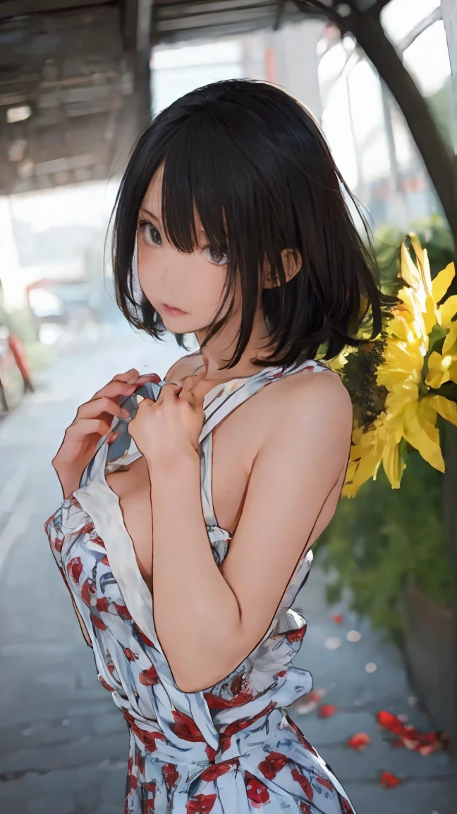 ((Highest quality)), ((masterpiece)), (detailed),Perfect Anatomy，Natural Light,In the city where buildings stand side by side,Night Scenery,A very cute, baby-faced, black-haired woman,((Highest quality, 8k, masterpiece: 1.3, )),A woman with very small breasts,Well-proportioned, slim body，Long, slender legs，Long, thin hands， detailedな顔, detailedな肌, fine grain, detailedな唇, detailedな舌, detailedな指, Mouth detailed, Beautiful teeth alignment,Realistic,  High resolution, Natural light, Dynamic pose,Toned Legs, double eyelid, Tear bags, Round eyes, Moist eyes,Moisturized lips,Long, flowing blonde hair,          (((Black leather collar,Wearing a black leather jacket,A black leather jumper that reveals the chest,Wearing a very short black leather miniskirt,White panties look good,Black leather belt at waist))),((spread your legs wide 1.9,Open your legs in an M shape..5,Woman sitting with knees up 1.4,A pose that emphasizes panties,I want to see more panties)),Poses that emphasize the uterus,A pose that gives a good view of the anus and pussy,