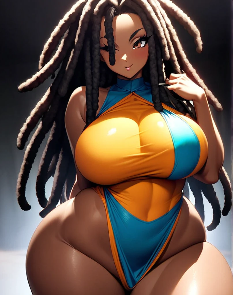 African Goddess, she has a jiggly fat round belly, voluptuous body, perfect muscle curve