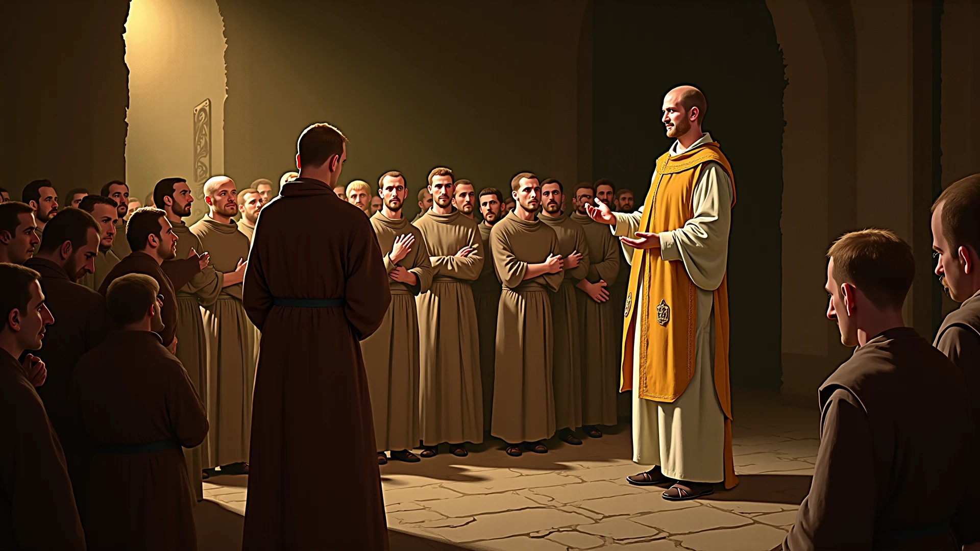 A Franciscan giving a mass and people applauding him