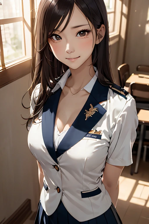 Female Model Beautiful Smile Uniform Blazer Best Quality Masterpiece Long Hair Big Tits Blazer
