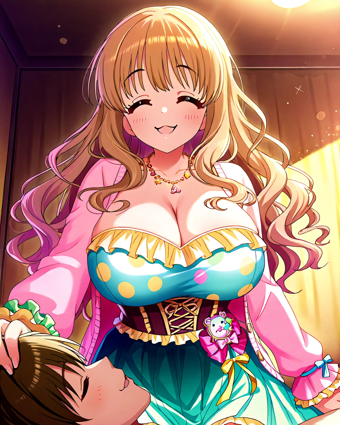 
masterpiece, best quality, ultra-detailed, kawaii, cute, lovely, sexy, ero, extremely detailed, 4K, 8K, best quality, beautiful, anime style, latex bodysuit, beautiful eyes, large breast, tattoo, ahegao ,imai lisa,bang dream!,brown hair,green eyes,ponytail,long hair,bangs,parted bangs,sideburns,long locks,side locks,medium breasts,groin,off shoulder,necklace, leaning forward,seductive smile,see-through,cleavage between breasts,seductive smile,naughty expression,sexy pose,seductive smile,heart shaped pupils