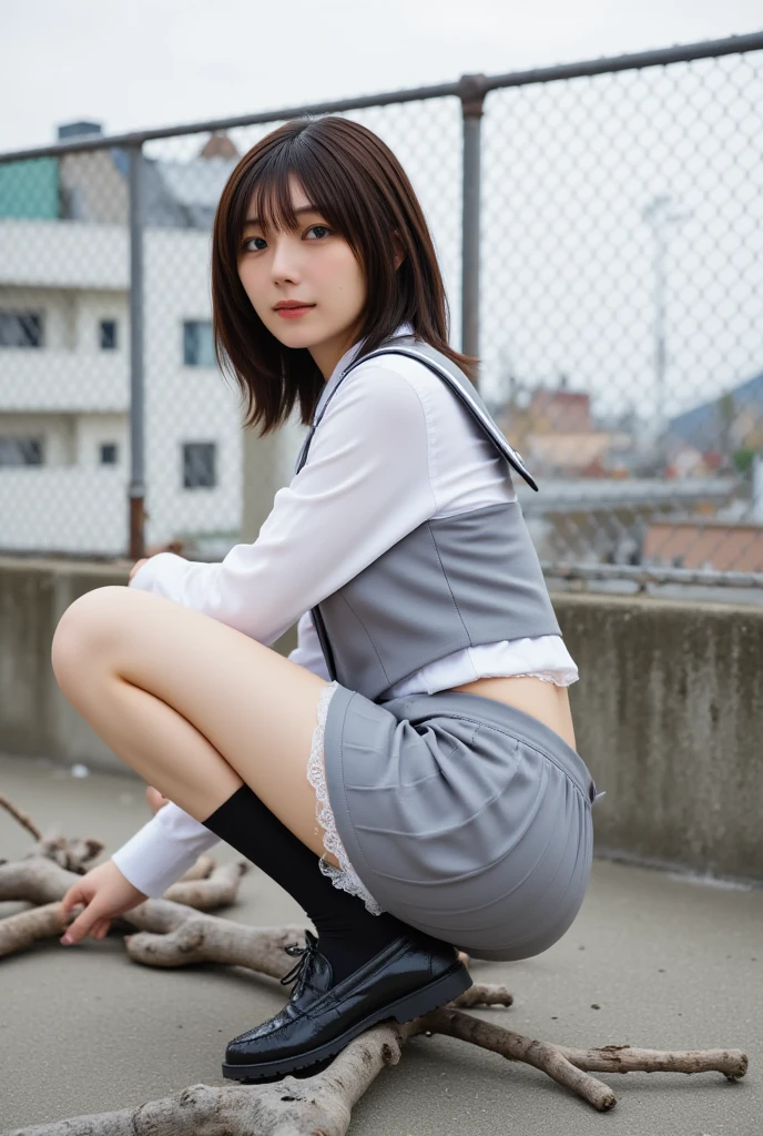 (You need to follow these prompts to run:1.8),masterpiece,highest quality,very detailed,(one girl:1.3),(japanese girl:1.5),(pretty girl:1.5),(adorable face:1.7),(Too young and fresh body:1.6),(adorable expression:1.7),(modern Tokyo:1.8),(in casual clothes:1.4),(enrolled in a major university:1.3),(slightly plump body:1.2),(slightly smaller height:1.2),(slightly thick legs:1.2),(slightly shorter legs:1.2),(wearing chinos:1.5),(fully clothed:1.4),(Not allowed to change clothes for a month:1.6),(wearing dirty clothes:1.6),(Old discolored semen stains on her clothes:1.7),(There was half-dried semen on her clothes.:1.7),(Love juice keeps leaking from the chinos due to uncontrollable sexual desire:1.5),(It looks like your love juices are leaking out and your crotch and inner thighs are wet.:1.5),(old facial is dripping:1.5),(She keeps masturbating the surface of her panties under her chinos:1.6),(Chino pants completely cover and hide the hot and pleasurable vagina:1.5),(The chinos smell too bad:1.6),(I always put my hand on my wet crotch over my chinos:1.4),(I get wet and hot with unstoppable sexual desire.:1.5),(彼女はチノパンの下での長hour間オナニーで何度も強いオーガズムを経験しました:1.5),(There are too many dark stains of love juice on my chinos.:1.7),(She always puts her hand on her vagina over her chinos:1.6),(Her crotch is soaked with love juice and is extremely wet.:1.6),(Wetness with clearly visible panty lines:1.6),(It seems like my crotch and inner thighs are sticky with old love juices.:1.5),(irresistibly adorable:1.5),(I can't control my erection in front of her:1.6),(Her clothes were full of stains of sexual secretions.:1.7),(Her chinos have many old stains of sexual secretions:1.6),(hour々Dirty boots are on her feet:1.6),(her boots are sticky from sexual secretions:1.6),(attractive look:1.6),(One scene per photo:1.8)