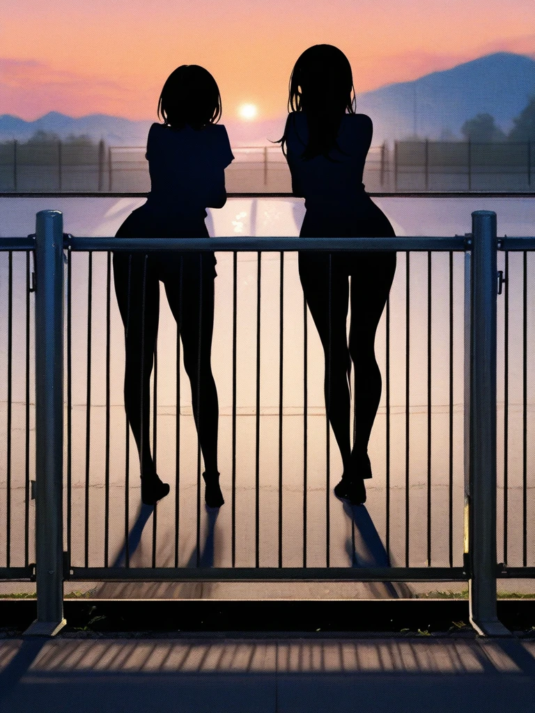 (((masterpiece, Highest quality, High resolution, 超High resolution, Perfect Pixel, Depth of written boundary, 4K, RTTX 10.0))), Beautiful Anime Women, Beautiful art style, Anime characters, ((Smooth texture, Realistic texture, Anime CG Style)), Exact finger count、Exact number of legs、(Exact number of arms:1.0, Exact number of hands:1.0), (Perfect hands, Perfect Anatomy.1.5), Cinematic, Realistic, Extremely detailed CG, Daytime lighting, Perfect lighting, Best Shadow, The best natural light, Perfectly balanced style, Perfect body, (Long Hair, Brown Hair, ponytail), ((Back view of two women walking:1.5), (Sexy and cute black and white striped underwear, Sexy and cute magenta and white striped underwear, Shiny satin side-tie full-back panties, Panties with lace trim around the edges, micro lace bra, Lace-trimmed bra:1.3), (From directly below), (Poolside, There are lots of people having fun at the pool in the background.々is playing:1.3)