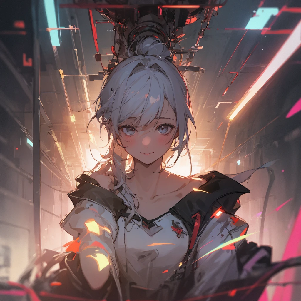 ((extremely detailed CG unity 8k wallpaper,masterpiece, best quality, ultra-detailed, beautiful detailed eyes:1.2), cinematic lighting
1girl, prometheus \(honkai impact\), solo, looking at viewer, grey skirt, earrings, doll joints, hair ornament, jacket, midriff, twin drills, expressionless, cowboy shot,
city ruins, outdoors, depth of field, bokeh,