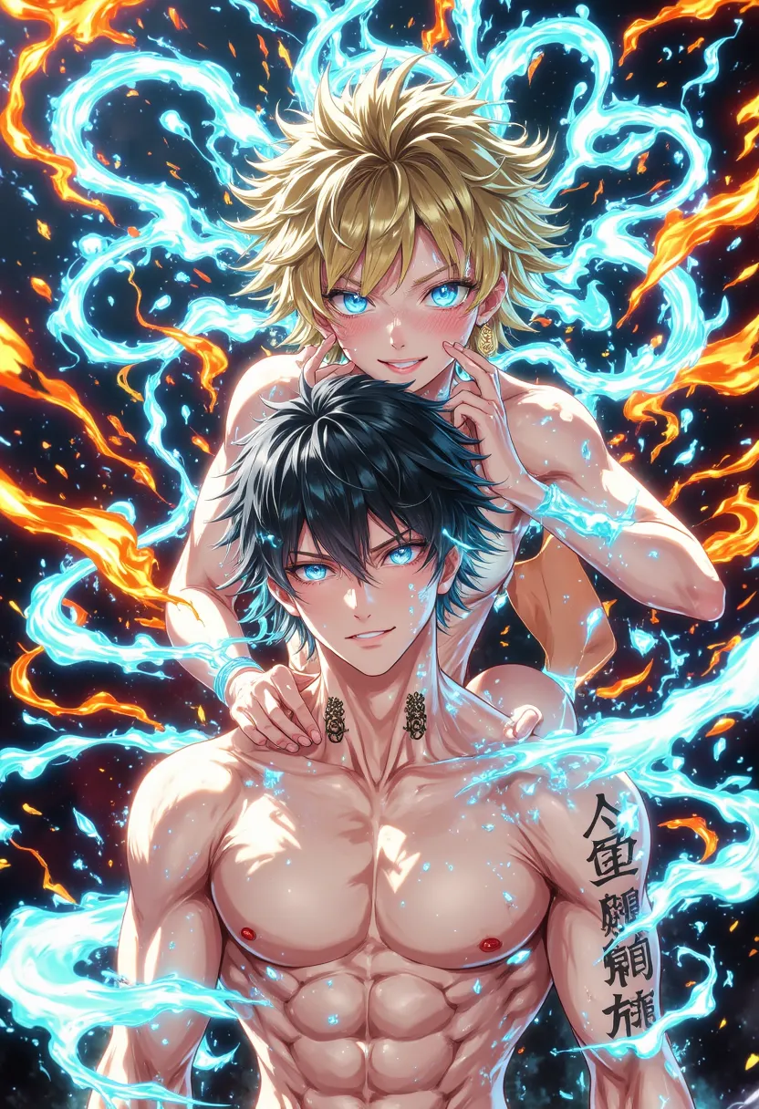 (Masterpiece),(Best quality:1.0), (超高分辨率:1.0), Detailed illustration, 8K, 20 year old boy, Kissing, ABS body is available. In the world of football
