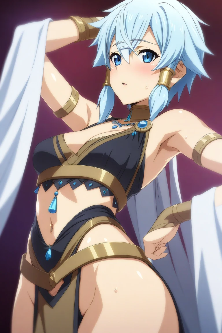 ultra-detailed,best quality,masterpiece,ultra-detailed,high resolution,extremely detailed CG,perfect anatomy,detailed,cinematic lighting,beautiful detailed eyes,ultra high res,1girl,(18 years old:1.4),gleaming skin,oil skin,sweat,humid,trembling,strong light coming in,spot lighting,bright,clothed,nsfw,,(cameltoe:1.2),(love juice:0.5),frown,angry,contemptuous,disdain,(hate:1.4),(blush:0.4),looking down,(尻1.9),(from below:1.6),(後ろ姿:1.9),(from behind:1.3),Solus_SAO_A, sinon,