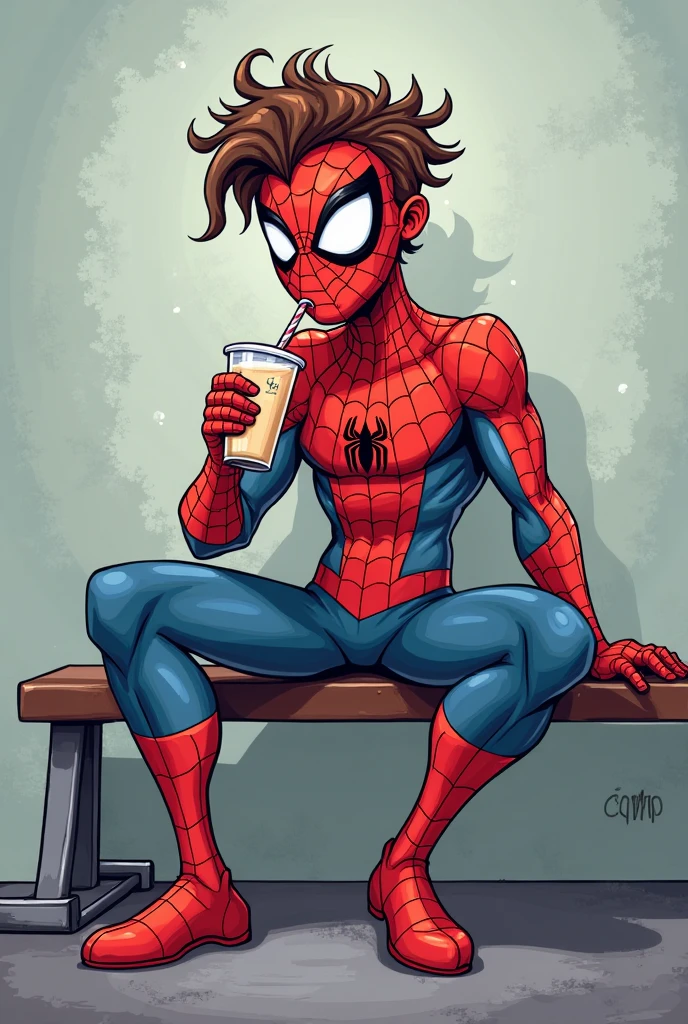 Peter Parker being bitten by a spider