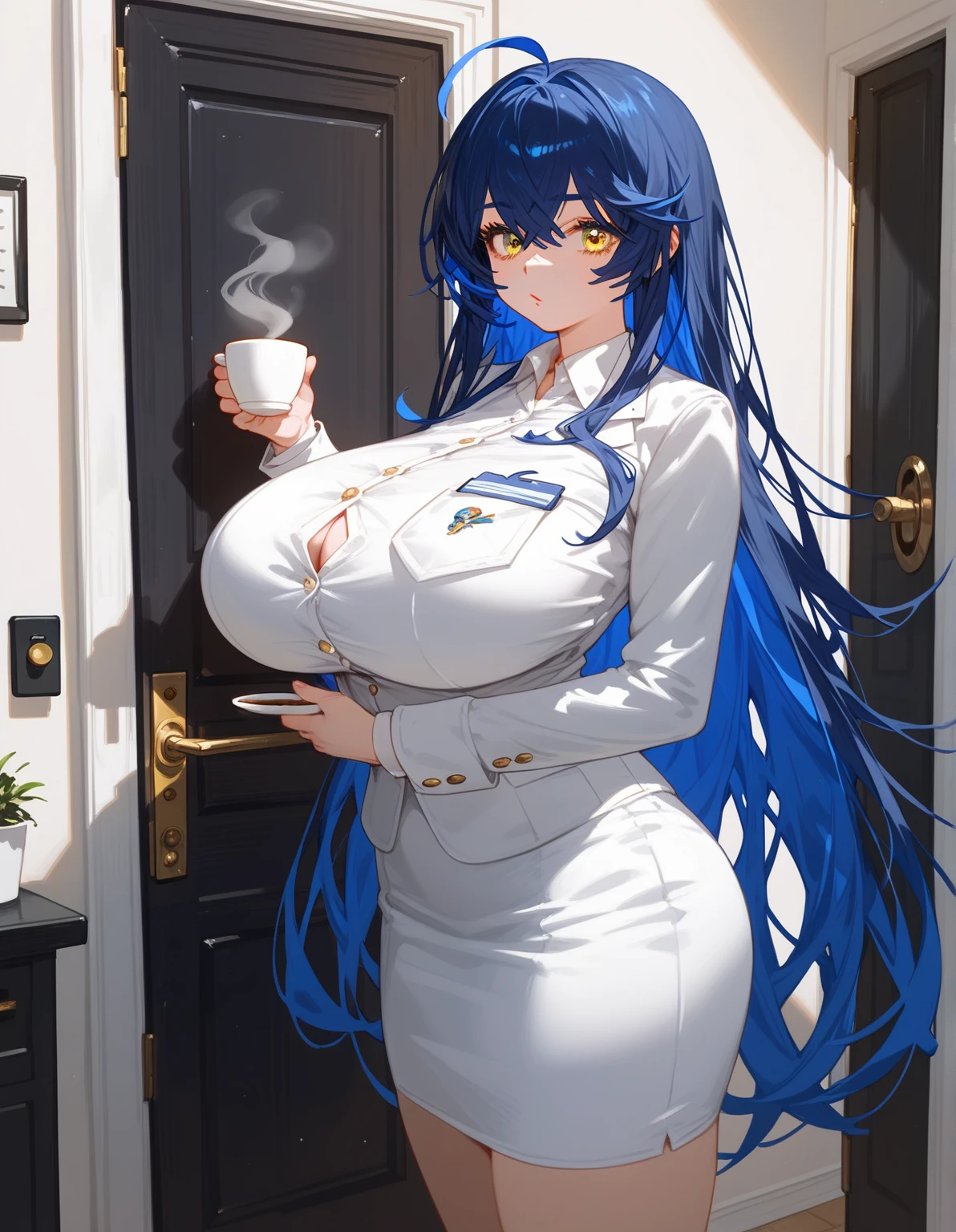 (((beautiful))),mary,blue sweater, white jacket, cropped jacket, long sleeves, open clothes, ribbed sweater, armband, huge breasts,(((shiny skin))), ((intricate details)), hdr, ((intricate details, hyperdetailed)), cinematic shot, sitting in cafe , drinking starbucks, vignette, ((art by alphonso mucha))
