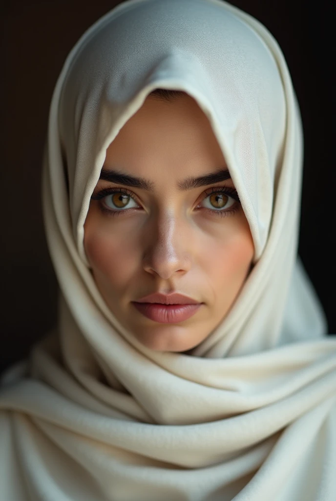 photorealist of algerian woman with hijab brown eyes very beautiful and natural