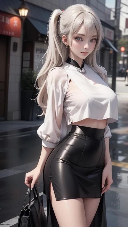 #基本
A girl is posing for a photo, ((One Girl)), (((Baby Face:1.2)) + ((cute:1.3))),
#A girl is posing for a photo, ((One Girl)), (((Baby Face)) + ((cute)) + 16 years old),
break
#Clothing Accessories
((Black leather nurse uniform:1.5) : (Shiny) + ((Pencil Mini Skirt)) + (High neck) + (Gold Belt) + ((Tight fit)) + (Black Pantyhose)), (Shiny白ハイヒール),
(Gold hoop earrings),
break
#Features
((Silver Hair)), (The forehead is visible:1.4), (Twin tails : Long Hair + Curly hair + Thin Hair + Red ribbon),
((Droopy eyes), blue eyes, (Big eyes:1.2)), (Big Breasts),
break
#background environment
(noon, (sunlight shines, Modern hospital)),
#Facial Expression Pose
((Laughing happily)), ((model posing), Confident and powerful pose),
#composition
(To the camera, (Focus from the front), (Cowboy Shot)),
break
#Body parts elements
(Slim figure),
(Detailed Hair, Beautiful Hair, Shiny Hair),
(double eyelid, Long eyelashes),
(Expression of fine eyes, Beautiful and delicate eyes, Sparkling eyes, Eye Reflexes, Glitter Eyeliner),
(Human Ear),
(Beautiful Nose, Thin Nose),
(Shiny唇, Beautiful Lips, Thick lips, Shiny唇, Natural Cheeks),
(Detailed face, Symmetrical facial features),
(Detailed skin, Textured skin, Beautiful Skin, Glowing Skin),
break
#Quality Image Quality Common
(((Highest quality)), ((masterpiece)), ((Very detailed))), ((Ultra-high resolution)), ((16K, 1080P)), ((FHD)),
(Anatomically correct), (Realistic), (3DCG), (oil),
#Quality image illustration
((comics, anime)), CG illustration,