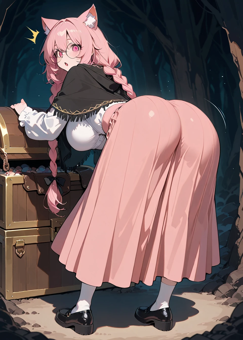 Margaret Tarrant art style, alice in the wonderland　Alice on all fours with her ass turned　to close range　large breast, large round hip, sweet beautiful face, detailed hight resolution Sex appeal　embarrassed from　a beauty girl　kawaii　Round big buttocks　Bite