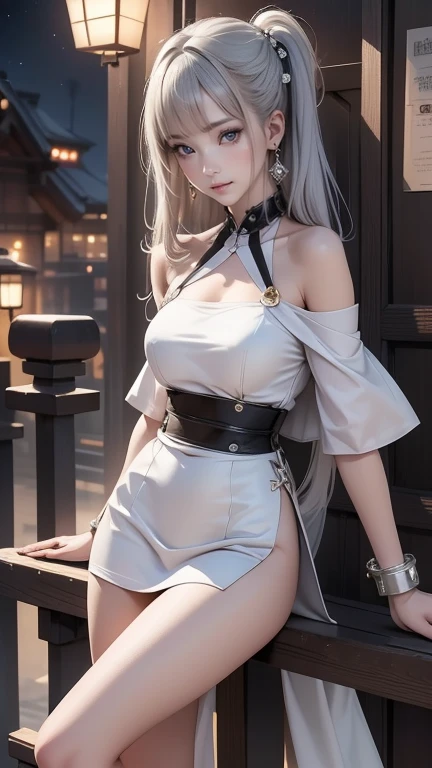 a white hair、Close-up of woman wearing white mask, beautiful figure painting, guweiz, Gurwitz style artwork, White-haired God, author:Yang Jie, Epic and beautiful character art, Stunning character art, author:FAN Qi, by Wuzhun Shifan, pixiv art station street guweiz, single ponytail, insult, high ponytail, tall figure, long legs, (sleeveless lace shirt), (shorts), (striped )), ((striped )), Walk, elegant, dignified, feminine, beautiful curves, sweet smile, Strong sense of detail and layering, Colorful and gorgeous, Has a unique texture, colorful, Color harmony, vivid, design art, 16K, super detailed, {{illustration}}, {extremely delicate and beautiful}, {Exquisite surface treatment}, super detailed, Exquisite glowing eyes, {{movie lighting}}, Extreme light effects, Model: realism, CFG size: 12, Laura: Bright texture (1.35), high quality, masterpiece, Exquisite facial features, Delicate hair depiction, Detailed depiction of eyes, masterpiece, best quality, Ray tracing, Extremely detailed CG unified 8K wallpaper, masterpiece, best quality, (1 girl), perfect female figure, (((White tight T-shirt))), beautiful eyes, (delicate face), short black hair, hair tied up, Light blue hairpins, Black silk frame glasses, in the classroom, (White skin), (best lighting), (Super intricate details), 4K unified, (super detailed CG), Showing white legs, , hot pants, shorts,