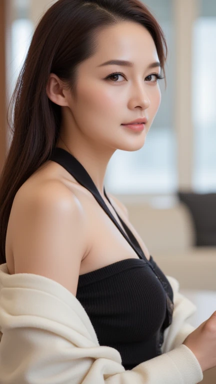 staff female、girl giving massage to customer, work clothes,((full body)),((photo)),((best qualtiy, 8K, tmasterpiece:1.3)), Focus:1.2, perfect figure beautiful girl:1.4,1girl,cowboy shot,look at viewer,incredibly absurd, beautiful and cute girl with a photorealistic face, showcasing top-quality craftsmanship, Japanese woman working at a massage parlor, 20 years old, straight black hair down to the jaw line, silky and straight hair, fair and clear skin, small face, straight nose, large round brown eyes, long eyelashes, plump cherry-colored lips, well-defined eyebrows, clean-cut face, long neck, beautiful décolleté line, , delicate, slender, beautiful C-cup breasts, silver necklace, small earrings, pretty older woman, beautiful, neat, soothing, devilish type, calm demeanor, soft-spoken, curious, likes alcohol, likes to try new things, mature, June