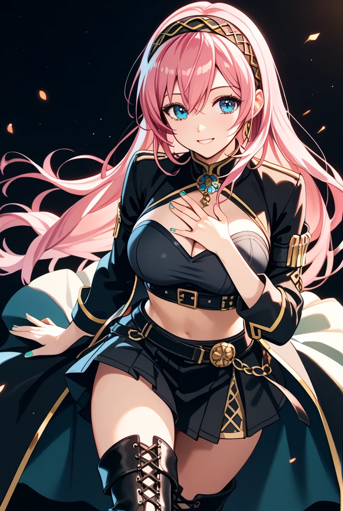 masterpiece, top quality, super detailed, high resolution, (ink painting style), excellent anatomy, beautiful 1 woman, upper body, windblown hair, shining eyes, steampunk fashion style, light clothing, pink clothes, pink hair, best light, best shadow, mysterious, perfect face, highly detailed,