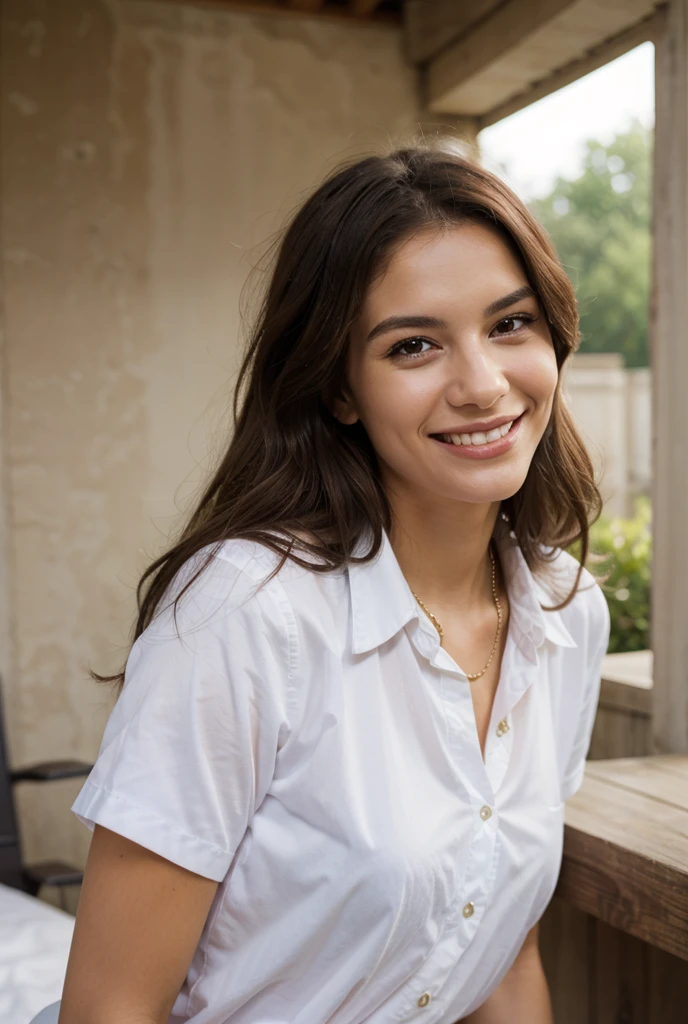 <lora:ATKJosieA:0.8>, full color portrait of a young woman, having cofee at a vintage cafe, smile, natural light, RAW photo, subject, 8k uhd, dslr, soft lighting, high quality, film grain, Fujifilm XT3