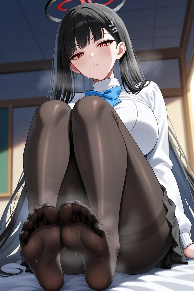 One Woman、One Man、A man gets his face stepped on by his butt、Married women、beauty、Cafe、Cafe店員の制服、淫乱Cafe店員、Cafe店員、Age 25、Tight Skirt、Looking down at the viewer, Wavy long hair, Highest quality, Focus on the thighs, smile、 Black Pantyhose, panties under pantyhose,Purple Panties、 kitchen、Plump thighs、Big 、Big Ass、 Black Hair,My thighs are steaming between my legs 、Sweaty pantyhose、Hold both knees、Lie on your back with both knees hugged、Sweaty crotch、両手でHold both knees、Hold both knees with both hands and spread them apart、The man puts his face close to the woman's crotch、Having your crotch sniffed