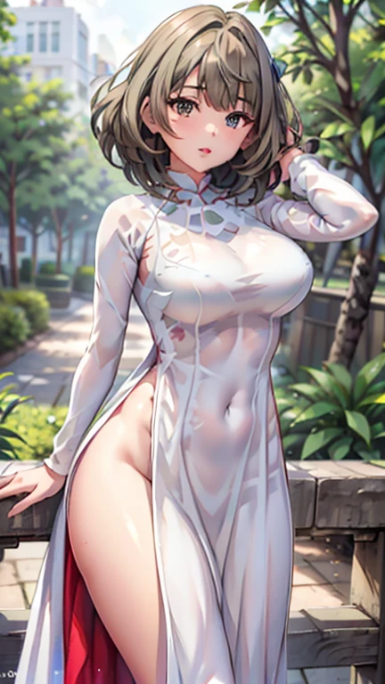 (Hyperrealistic), (illustration), (high resolution),shizuka, (8K), (Extremely detailed), (Best Illustration), (Beautiful detailed eyes), (Best quality), (Ultra-detailed), (Masterpiece), (the wallpaper), (Photorealistic), (Natural light), (rim lit), (Detailed face), (Highly detailed realistic skin textures), (Anatomically correct), (Solo), (1 girl), (high detailed realistic hair),, spiked hair, (Heterochromic eyes), (detailed eyes), (Realistic big breasts:1.5), (Exposed breasts:1.3), (Long legs), (Slender abs), (Dynamic pose), (Closed mouth:1.3), (traditional Hanfu attire), (Sheer clothes:1.5), NSFW,nakeness