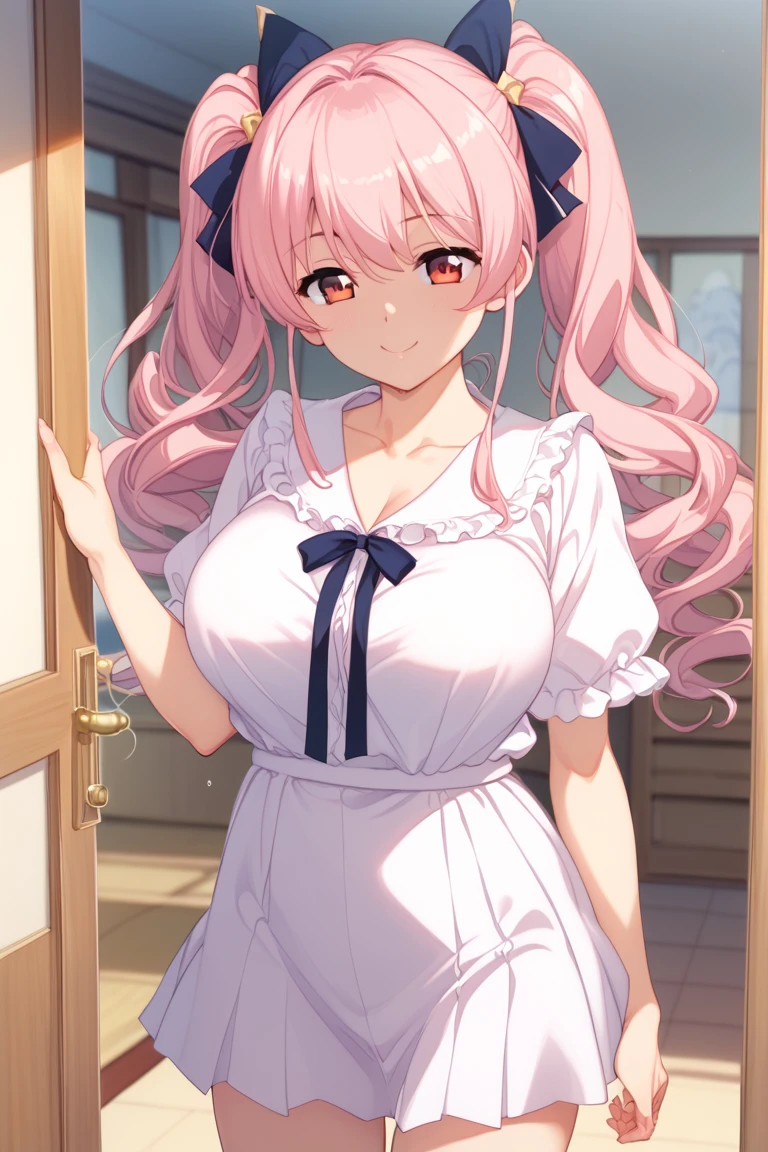(super fine illustration:1.2),(masterpiece, 8k), (best quality, high quality:1.4), perfect anatomy, hyper detailed, ultra detailed,masterpiece background,beautiful detailed background, v8k wallpaper,perfect design,award-winning art,atmospheric,
BREAK, one beautiful girl, (17 year old girl),alone,(kawaii:1.5),(Chibi:0.6),(cute:1.5),(:1.5),break,(17 year old girl), one beautiful girl,very detailed,Colorful,best details,transparent skin,Shining beautiful skin,shy,very detailed,Colorful,best details,BREAK,transparent skin,Shining beautiful skin,shy skin,break,(heterochromia,blue eyes,green eyes, eye highlights,first ultrafine star:1.45),star eye silhouette ,BREAK,(pink hair, semi-long hair, bow:1.4),(twin braids,slightly curly hair,princess cut, crossed bangs:1.3),(big breasts,beautiful breasts:1.5),(long eyelashes, double eyelid:1.2),alone,glowing skin, transparent skin, Shining beautiful skin,(highest quality face),(highest quality bright eyes),(light smile:1.45),
BREAK, school uniform, blazer style,
classroom, sunset sky, back lighting,
late, mid,
BREAK,wakame,wakame,wakame,(cowboy shot,from front :1.5) ,
BREAK,(Blurry background:1.3),(absurderes, hight resolution, Super Detail Art),cel shading,Clear Color, Lonely optical effect, Beautiful pictures, Bright glow, mystic atmosphere,(Close-up of girl:0.7), Mystical light particle effect,manga influence, clean line drawings,