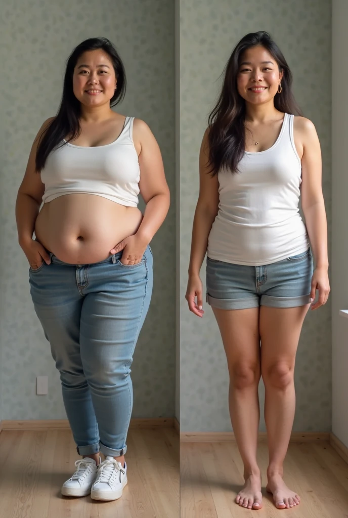 I am 5' 8.1" and 68 kgs. I have a muffin belly and a bit of loose fat on my arms and hips. If I work out consistently for a year with appropriate diet, what are the changes that I can achieve? Past and future self mirror selfie a 19 year old tamil girl