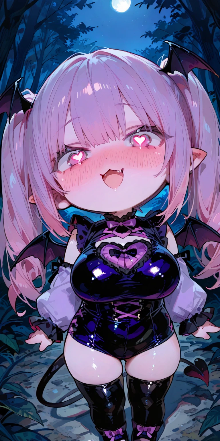 The succubus has white sweat beads on his body, pink hair, upward perspective, sticking out his tongue, backlighting, seductive posture, excellent figure, and black silk
