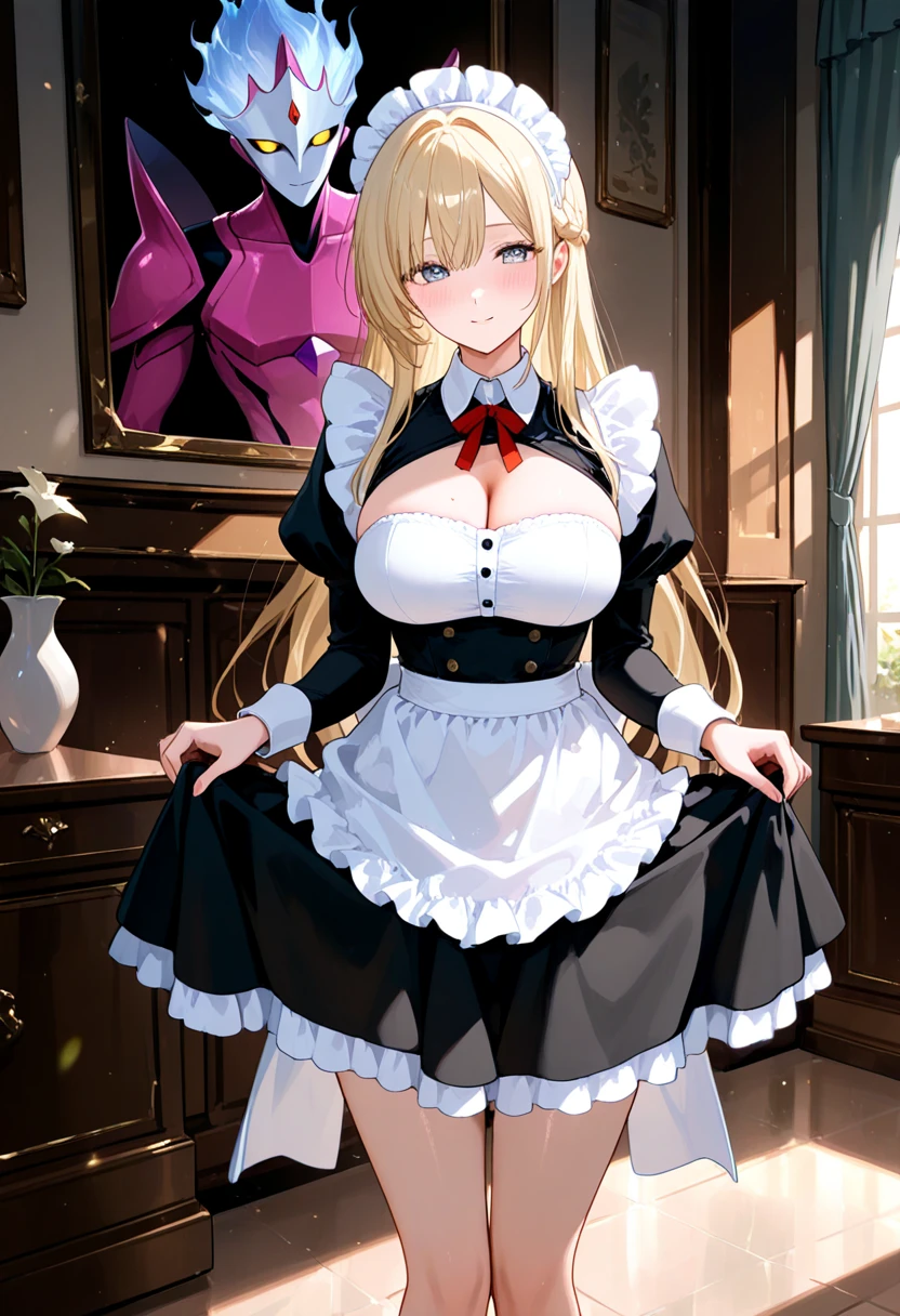 Maid clothes,blonde hair,giant tits, asa focus 