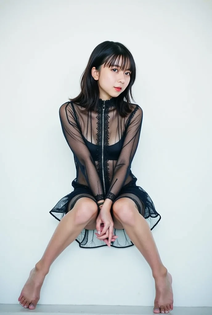 Sheer blouse、Mid-length skirt 、company、(Highest quality)、、((Very detailed))、4K、(8K)、Highest quality、One person、Kind Face、Soft Light、Raw quality、Soft Skin、Heel、Thighs、163cm