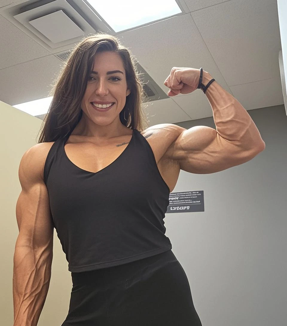 Ultra cute muscular gamer girl, short hair, glasses, muscular shoulders, veins, baggy sleeveless hoodie cute, sweatpants, oversized long baggy hoodie, lifting weights, biceps, veins on whole arm, curling, popping biceps arms, arms, sideview curl, one armed curl, curl in right arms, strong dark red lipstick, blus, ripped, tall, shredded six pack abs, super tall, curling, lean, slimmer, leaner, badass, breathtaking, gorgeous, gentle, headphones around neck, in park outside, ultra ripped shredded muscular sic pack abs, ((really tall)), ((((veins everywhere))))