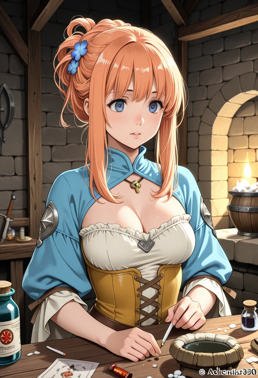Very high quality, medieval tavern style, drunk adventurer, only one