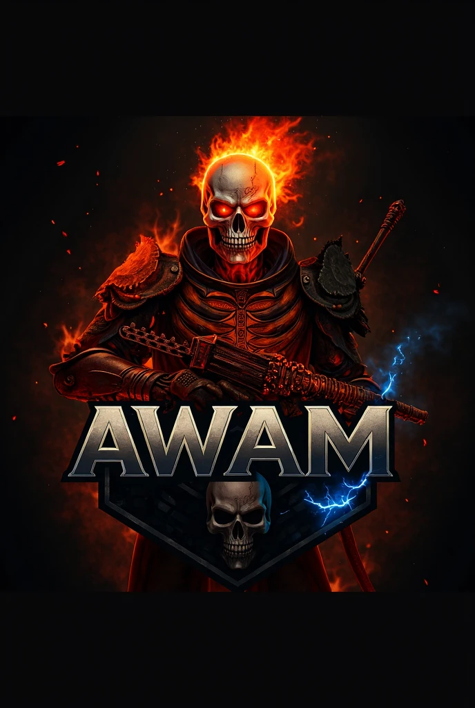 Make a gaming logo with the name of abhi behind name a suit like doctor doom in marval multiverse