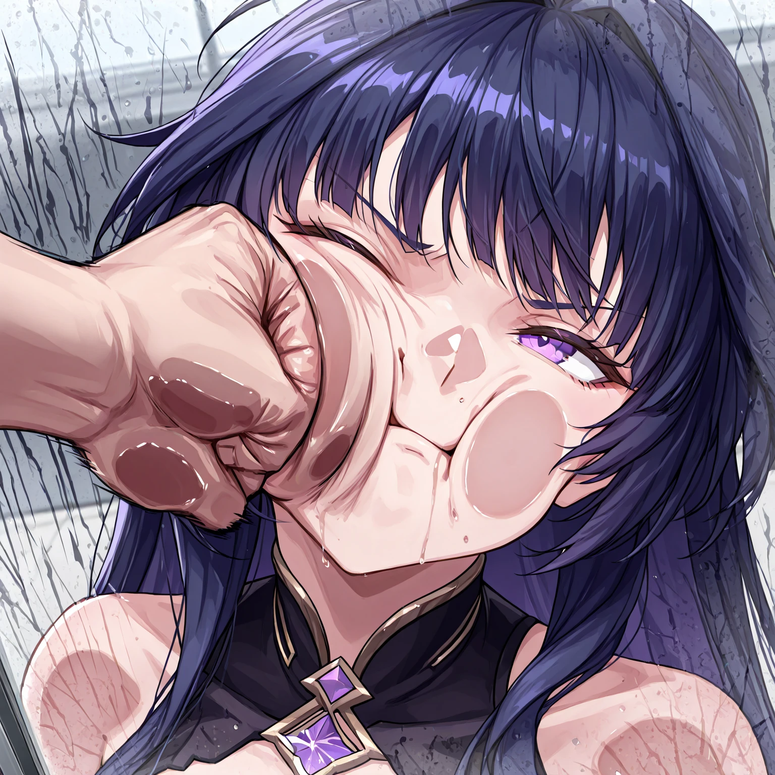 beautiful, (masterpiece), best quality, (extremely detailed face), extremely detailed eyes, perfect lighting, OverallDetail, detailed, deep skin,textured skin,
, <lora:sui-feng-10:0.7> ,sui-feng, short hair, short hair with long locks, completely nude, steam, sweat, sweatdrop, cum, facial, cum in mouth,onsen, cum in hair,
, deepthroat, penis, (head grab:1.4), pov hands, surprised, pubic hair, hairy,<lora:pov_deepthroat_v0.1:0.8>,(angry eyes:1.5)
,<lora:more_details:0.5>,
