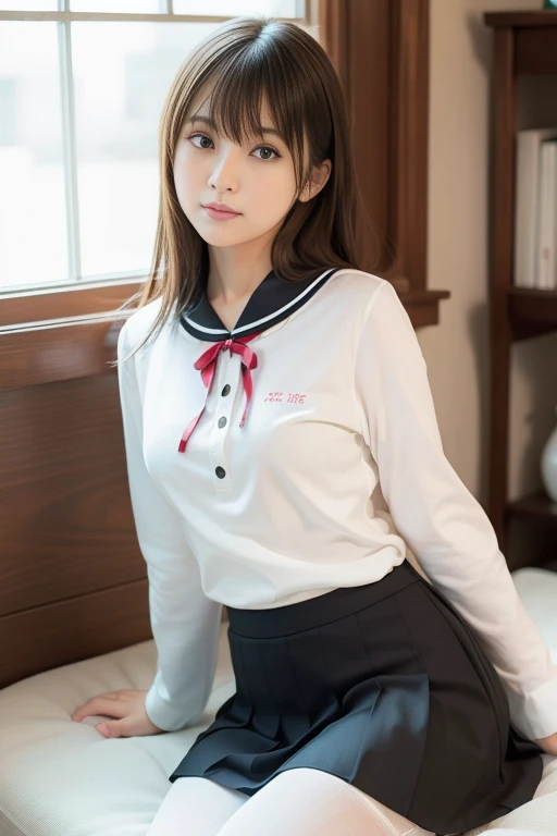 (masterpiece,highest quality,超A high resolution), (((Very beautiful K-pop girl))), pretty girl、Look at the photographer､  ((A pose that emphasizes a cute crotch)), Very cute face, Glossy Lips, A woman dressed in red and white takes a photo, Knee socks and skirt, sakimichan, Very sexy , 8k)), Japanese Sailor Suit, Very sexy outfit, Trending on cgstation, 4K,Natural smile、 Natural Makeup, Long eyelashes, Shiny and smooth hair､Camel Toe,  Perfect limbs, Perfect ???????,(Panty Flash Student),(RAW Photos, highest quality), (Realistic, photo-Realistic:1.3),highest quality,Very detailed,masterpiece,Very detailed,Dynamic Angle ,highest quality,Very detailed CG ユニティ,Cinema Lighting,lens_Flare, 
