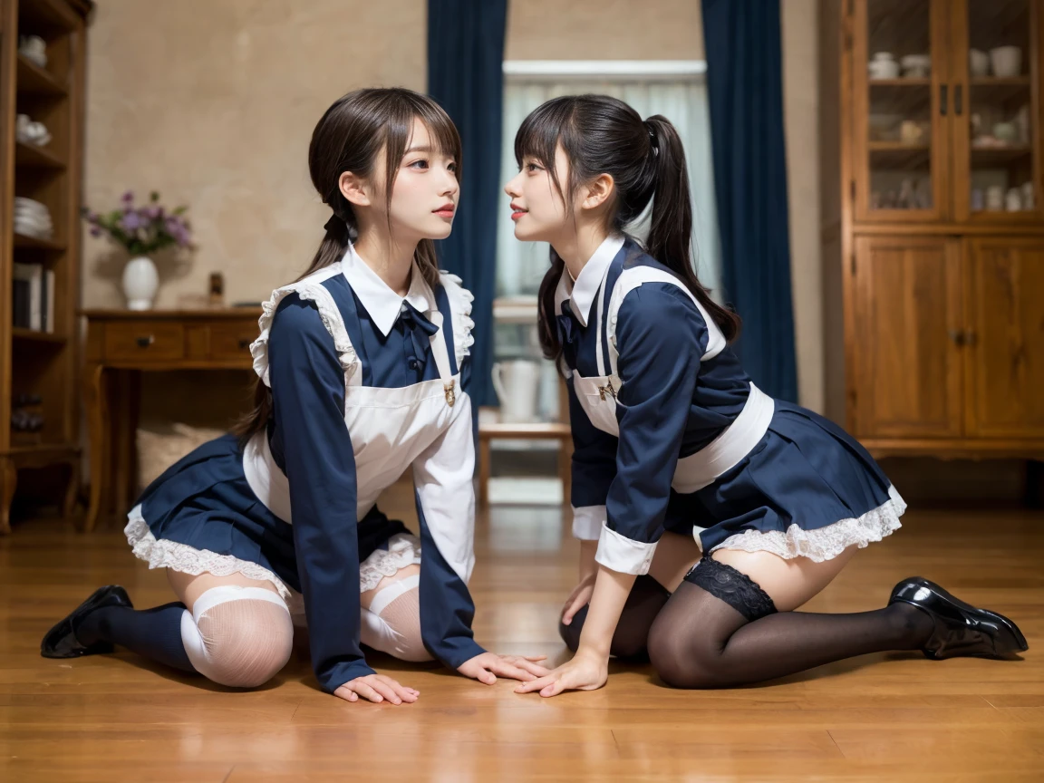 una hugs, with maid clothes, sexy