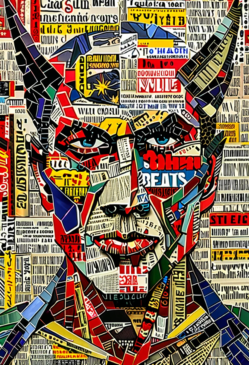 <lora:PunkCollage:1>punk collage of a david bowie