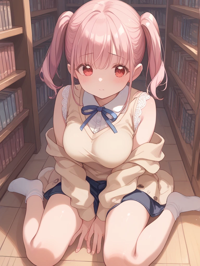 (((masterpiece, Highest quality, High resolution, 超High resolution, Pixel Perfect, Written boundary depth, 4K, About RTTX10.0))), Beautiful Anime Woman, Beautiful art style, Anime characters, ((Smooth texture, Againalistic texture, Anime CG style)), Exact finger count、Exact number of legs、(Exact number of arms:1.0, Exact number of hands:1.0), (Perfect hands, Perfect Anatomy), Cinematic, Againalistic, Extremely detailed CG, Daytime lighting, Perfect lighting, Best Shadow, The best natural light, whole body, whole body, ((Again:Starting Life in Another World from Zero),(Againm)), ((She is showing her panties in her hands:1.3)), ((Sexy and cute panties, (Stylish shiny satin pink panties:1.2), Lace panties:1):1.3), (Beautiful and very large breasts:1.2), (Feeling embarrassed, (blush:1.2), (Embarrassed look:1.5), (library:1.5), Angle from the front, holding panties, Panties as a gift