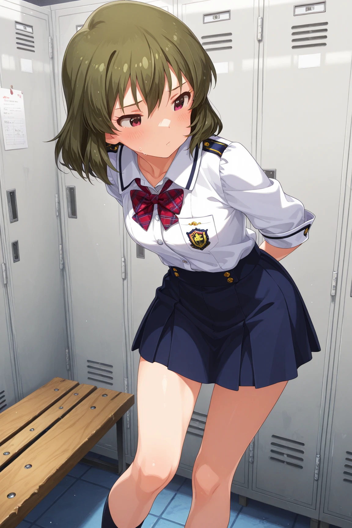 masterpiece, best quality, highres, 1girl, standing, hand on hip, misaka mikoto tokiwadai ,white shirts,vest,miniskirt,loose socks