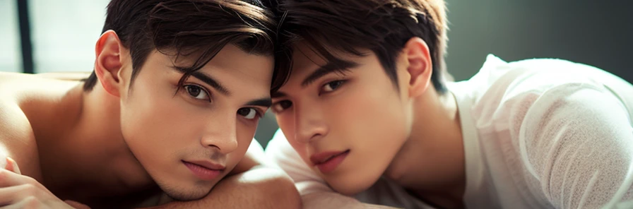((masterpiece)),((bestquality)),8k,high detailed,ultra-detailed, Neutral Expression, Stylish Pose, real skin texture, cinematic lighting,
Gay couple in the style of royal